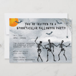 Convite Skeletons Spooktacular Festa de Halloween