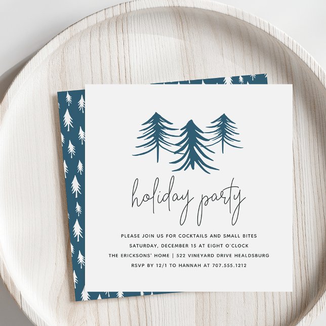 Convite Sketched Pines | Modern Holiday Party (Criador carregado)