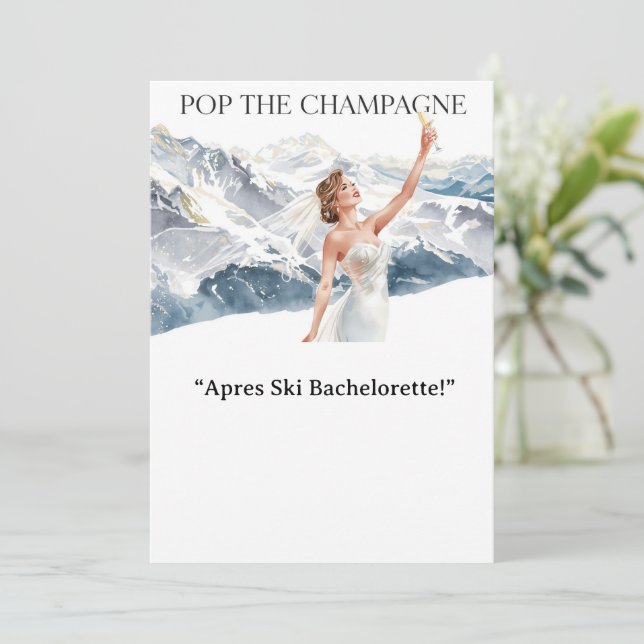 Convite Ski Bachelorette Weekend Bride on the Slopes (Em pé/Frente)