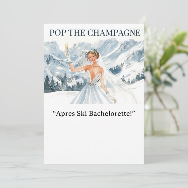 Convite Ski Bachelorette Weekend Bride on the Slopes (Em pé/Frente)