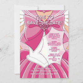 Convite [SKI] Pink Magical Girl Birthday Invitation