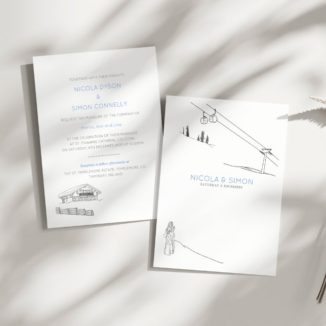 Convite Ski Slopes Casal Apaixonado Pelos Montes De Invern (Criador carregado)