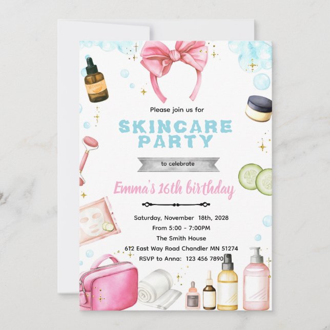 Convite Skincare spa theme invitation (Frente)