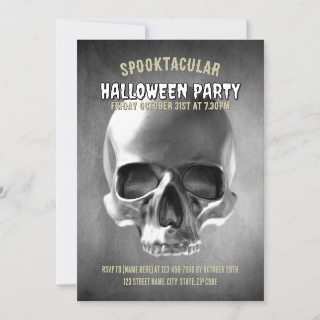 Convite Skull design. Black and white (Frente)