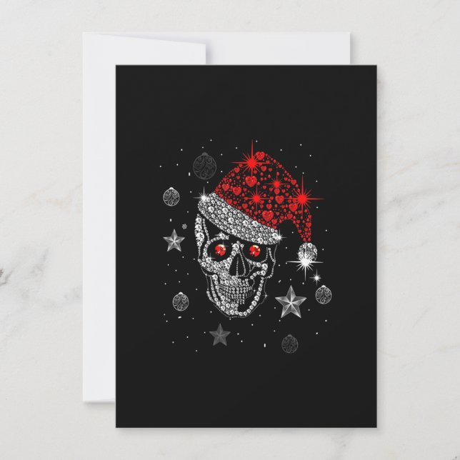 Convite Skull Diamond Santa Hat Oferece Natal Pajama Xma (Frente)