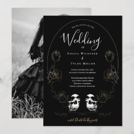 Convite Skull Floral Black Photo Gothic
