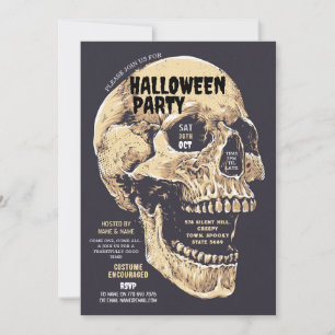 Convite Skull Halloween Party Skeleton House