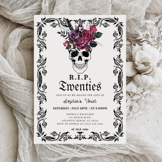 Convite Skull RIP 20s Morte à minha aniversário de 30 anos (Criador carregado)
