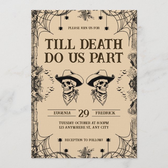 Convite Skull Romance Till Death Do Us Part Wedding (Frente)