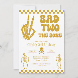 Convite Skull Skeleton Bad to the Bone 2nd Birthday 