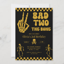Convite Skull Skeleton Bad to the Bone 2nd Birthday 