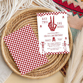 Convite Skull Skeleton Bad to the Bone 2nd Birthday 