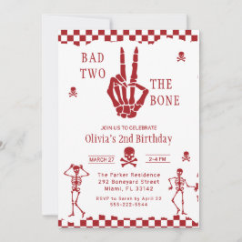 Convite Skull Skeleton Bad to the Bone 2nd Birthday 