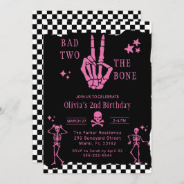 Convite Skull Skeleton Bad to the Bone 2nd Birthday 