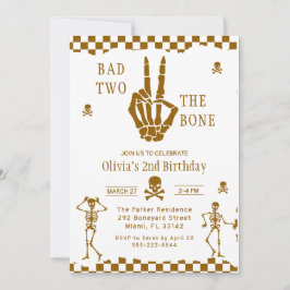 Convite Skull Skeleton Bad to the Bone 2nd Birthday 