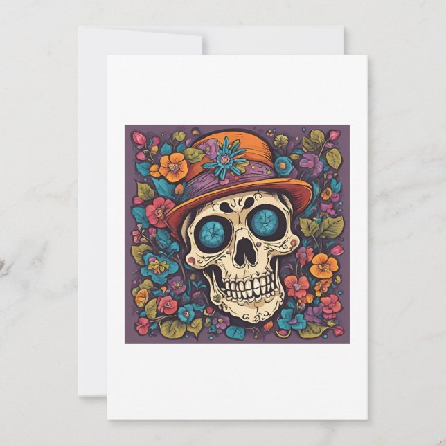 Convite skull with flowers (Frente)