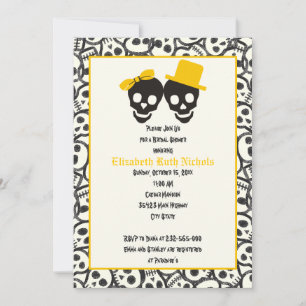 Convite Skulls Halloween chá de panela de casamento amare