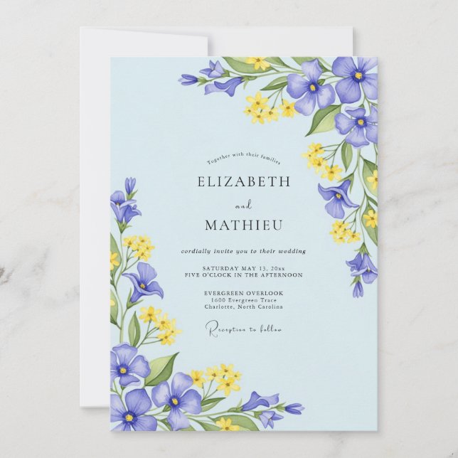 Convite Sky Blue Airy Spring Wedding (Frente)