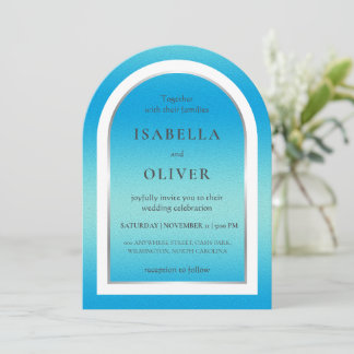 Convite Sky blue light gradient wedding