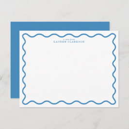 Convite Sky Blue Modern Wavy Border Note Card
