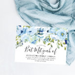 Convite Sky Blue Watercolor Bar Floral Mitzvah Bat Mitzvah<br><div class="desc">Sky Blue Watercolor Bar Floral Mitzvah Bat Mitzvah Convite Ver coleção correspondente em Niche e Nest Store</div>