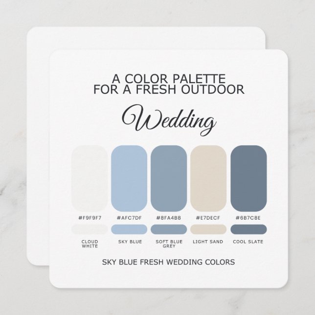 Convite Sky Blue Wedding Color Palette Card (Frente/Verso)