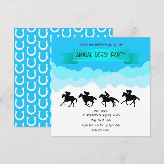 Convite Sky High Sprints Annual Derby Party Invitation (Frente/Verso)