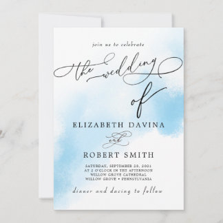 Convite Sky Watercolor Wash e casamento elegante