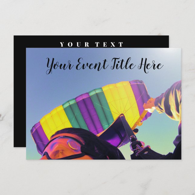 Convite skydiver perfeito para fotografia (Frente/Verso)