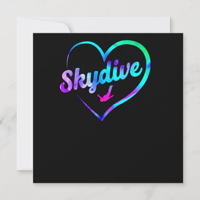 Convite Skydiving Skydive Heart Watercolor (Frente)