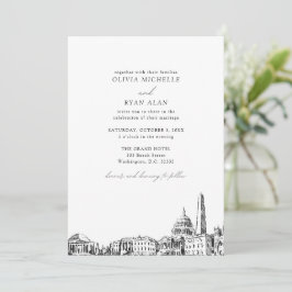 Convite Skyline Black & White Weding Modern Washington DC