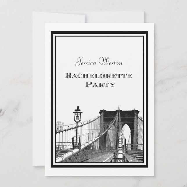 Convite Skyline Brooklyn Bridge 2 DIY Bachelorette (Frente)