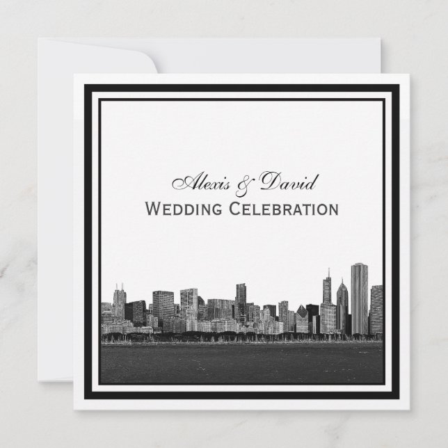 Convite Skyline Chicago Engravidou Casamento Frame (Frente)