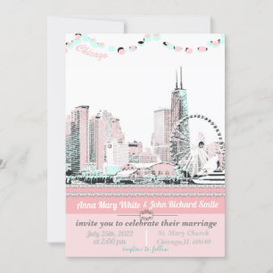 Convite Skyline de Chicago Elegante Moderno