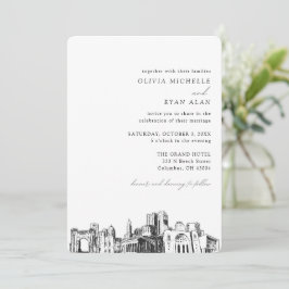 Convite Skyline Elegante para Casamento Columbus