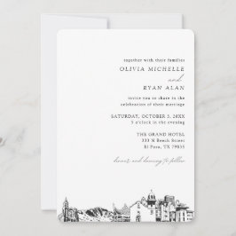 Convite Skyline Elegante para Casamento El Paso