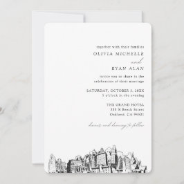 Convite Skyline Elegante para Casamento Oakland