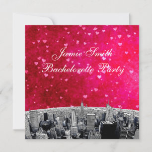 Convite Skyline NYC Enchido nº 2 Bachelorette Vermelho Cor