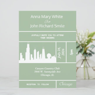 Convite Skyline para Cidade Elegante de Chicago Mo