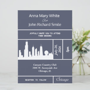 Convite Skyline para Cidade Elegante de Chicago Mo