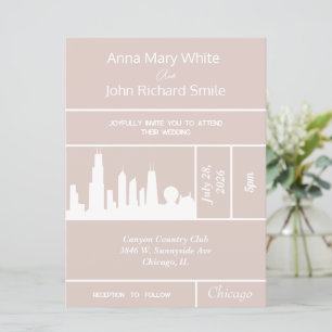 Convite Skyline para Cidade Elegante de Chicago Mo