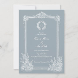Convite Slate Blue French Country Wedding Photo