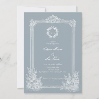 Convite Slate Blue French Country Wedding Photo