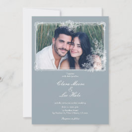 Convite Slate Blue French Country Wedding Photo Invitation