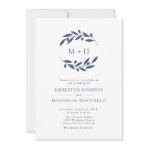 Slate Blue Olive Branch Monograma Wreath Casamento