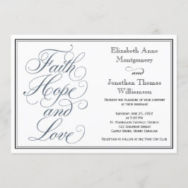 Convite Slate Blue Script Faith Hope & Love Casamento