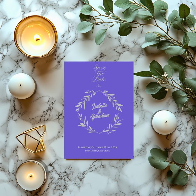 Convite Slate Blue & Silver Diamond Salvar o Casamento de  (Criador carregado)