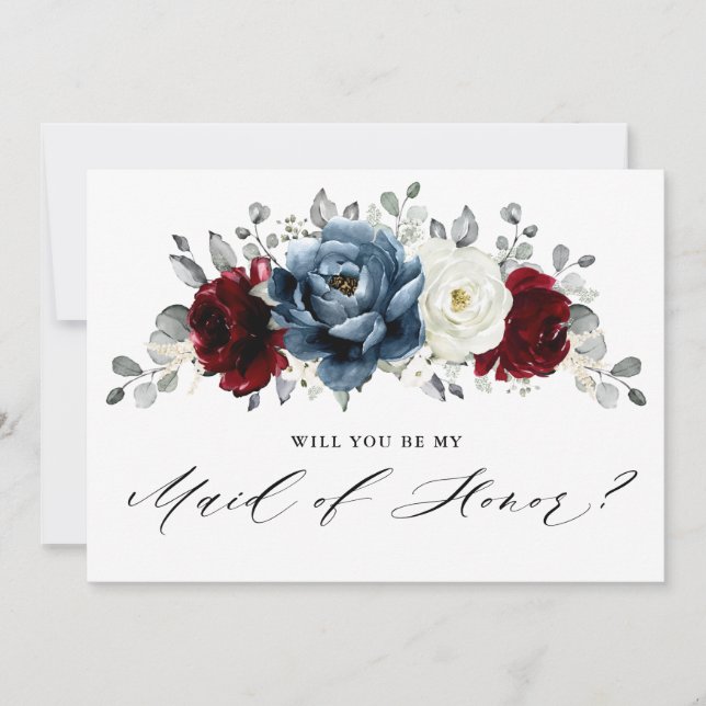 Convite Slate Burgundy Ivory será minha Madrinha de casame (Frente)