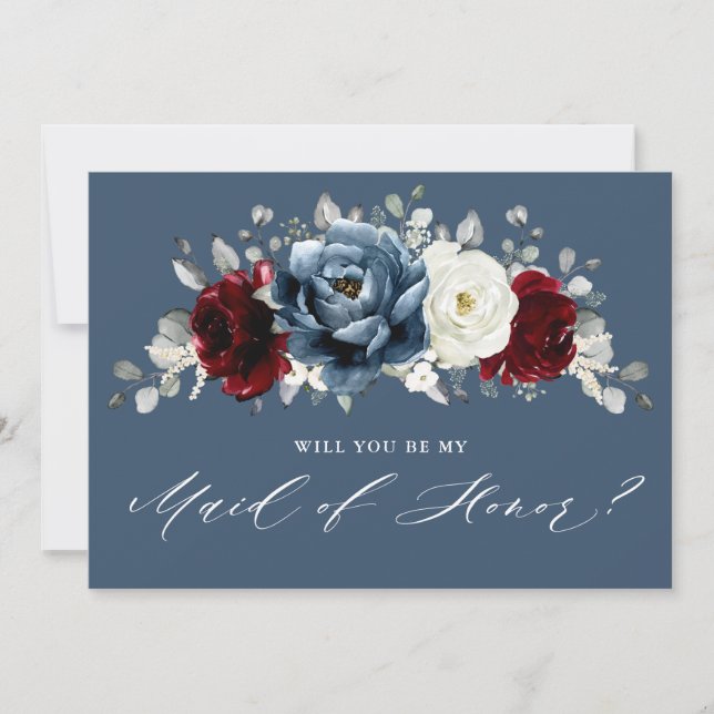 Convite Slate Burgundy Ivory será minha Madrinha de casame (Frente)
