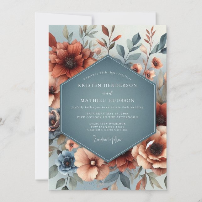 Convite Slate Copper Autumnal Wedding (Frente)